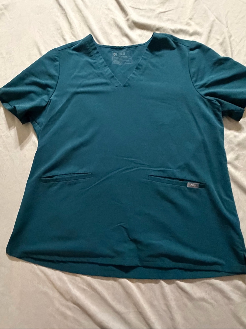 FIGS Women’s Teal V-Neck Short Sleeve Scrub Top